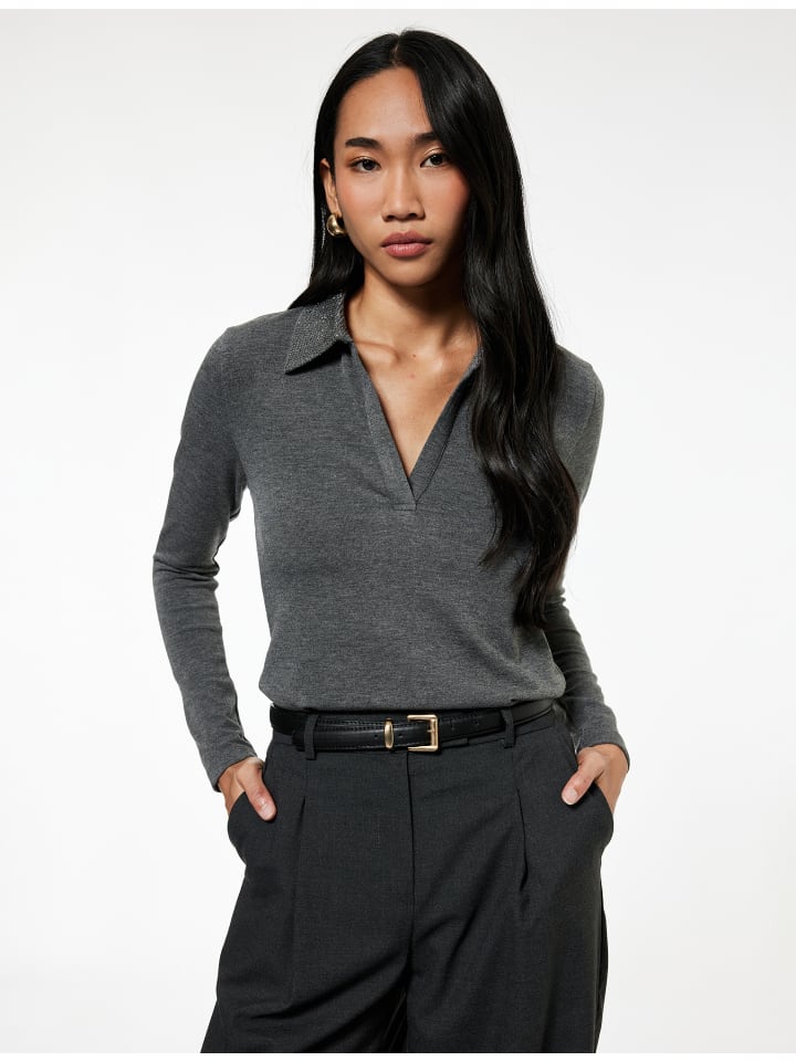 

Футболка LS антрацитового цвета KOTON