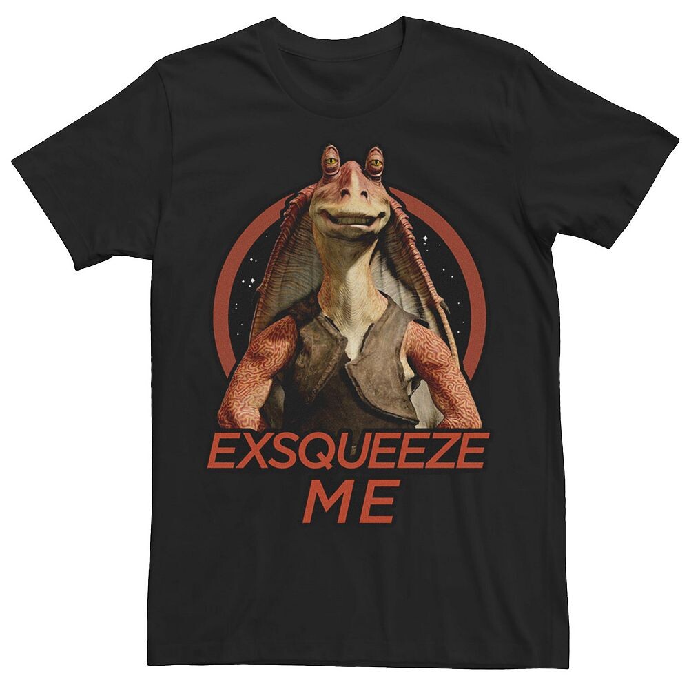 

Мужская футболка Jar Jar Binks Exsqueeze Me с изображением Звездных войн Star Wars, черный