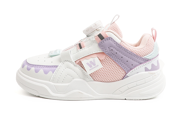

Дышащие сбалансированные легкие низкие детские скейтбординговые кроссовки Warrior белый розовый фиолетовый Kids'
