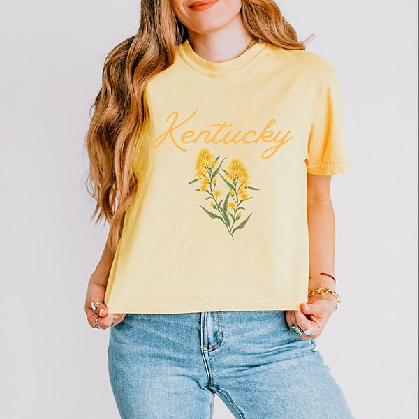 

Кроп-топ Kentucky flower colorful boxy Simply Sage Market, Butter