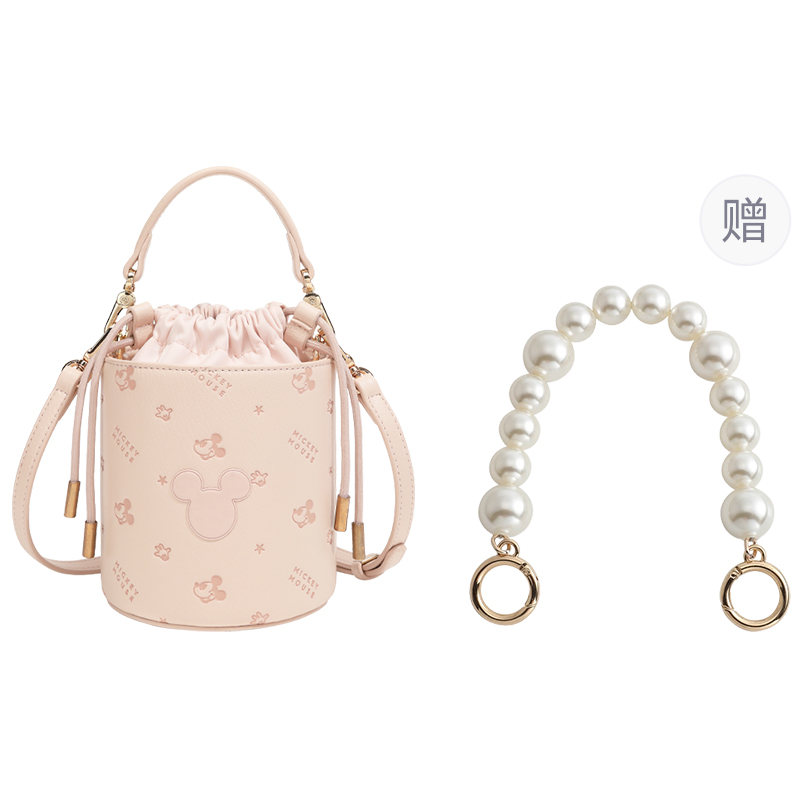 

Disney Микки серия ПУ ведро сумка через плечо кроссбоди женская многоцветная, Strawberry Pink+Portable Bead Chain