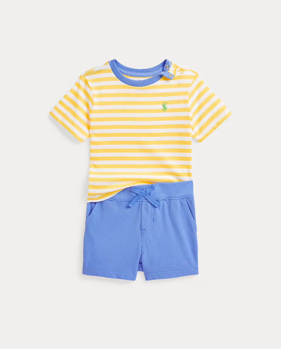 

Хлопковая рубашка поло и шорты для мальчика Polo Ralph Lauren, многоцветный