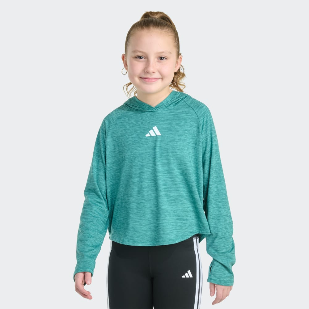 

Топ Adidas Long Sleeve Hooded Mélange Top, цвет Traditional Teal