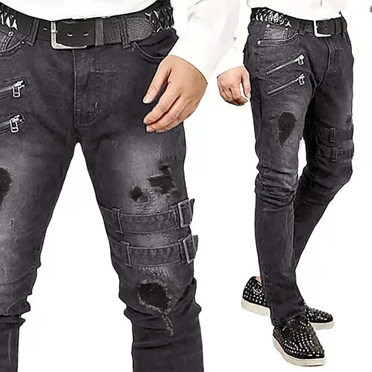 Джинсы slim fit, серый — фото 2
