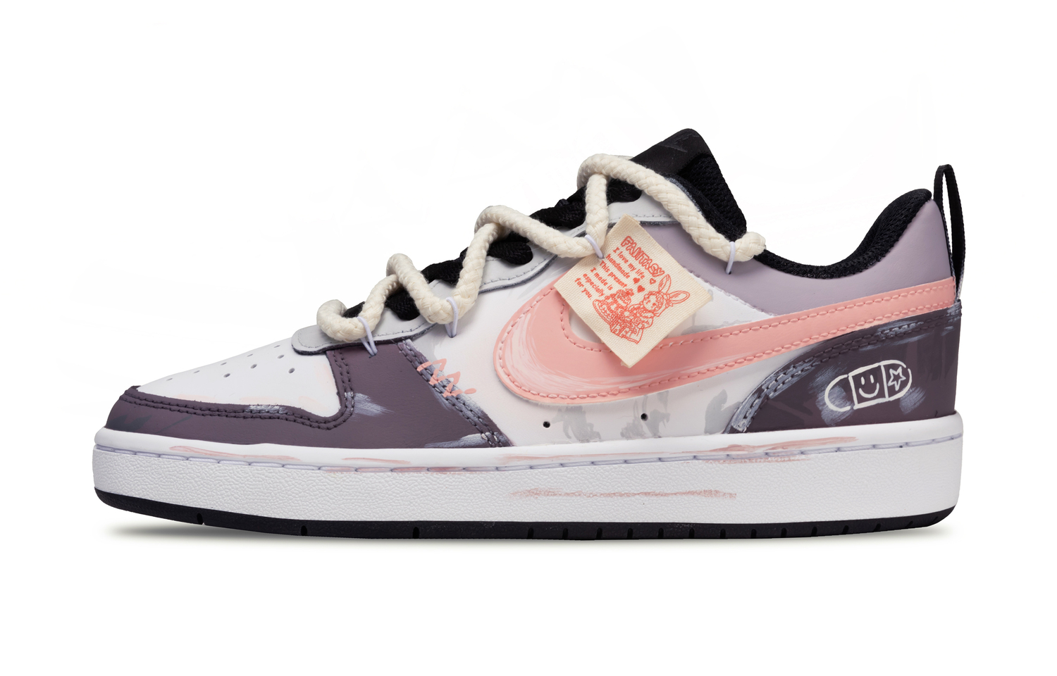 

Nike Court Borough Low 2 нескользящие, дышащие и сбалансированные низкие детские скейтбординг кроссовки Pink Unisex