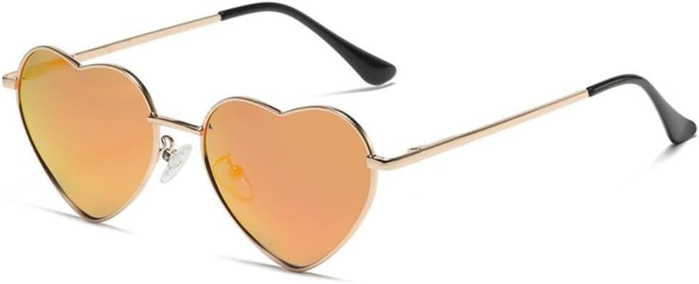 

Модные солнцезащитные очки в форме сердца для женщин, ретро-оправа из металла, разноцветные солнцезащитные очки, очаровательные винтажные очки TYUVIVO, Gold-mirrored Red