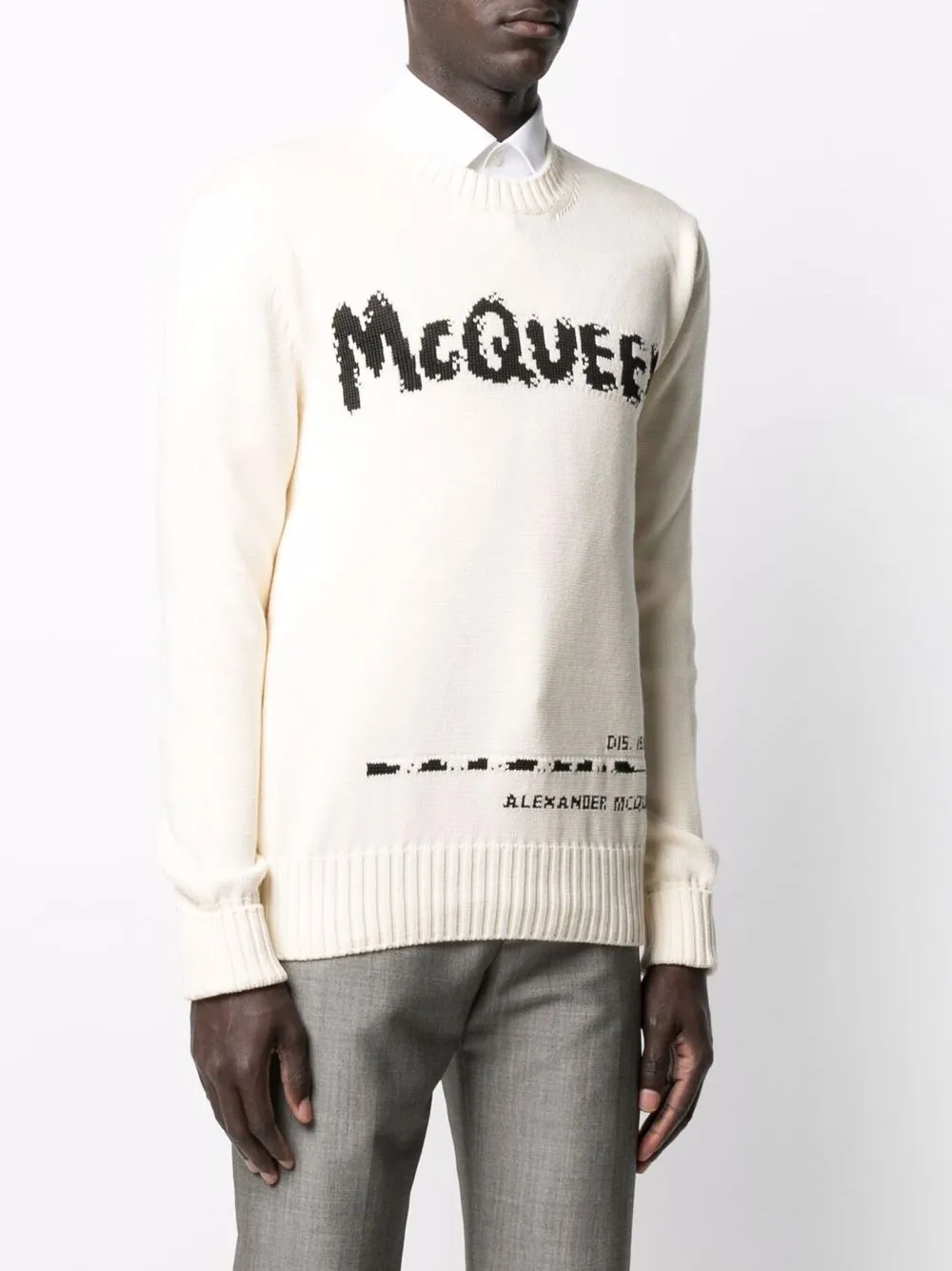 Джемпер вязки интарсия с узором граффити Alexander Mcqueen, нейтральный — фото 3