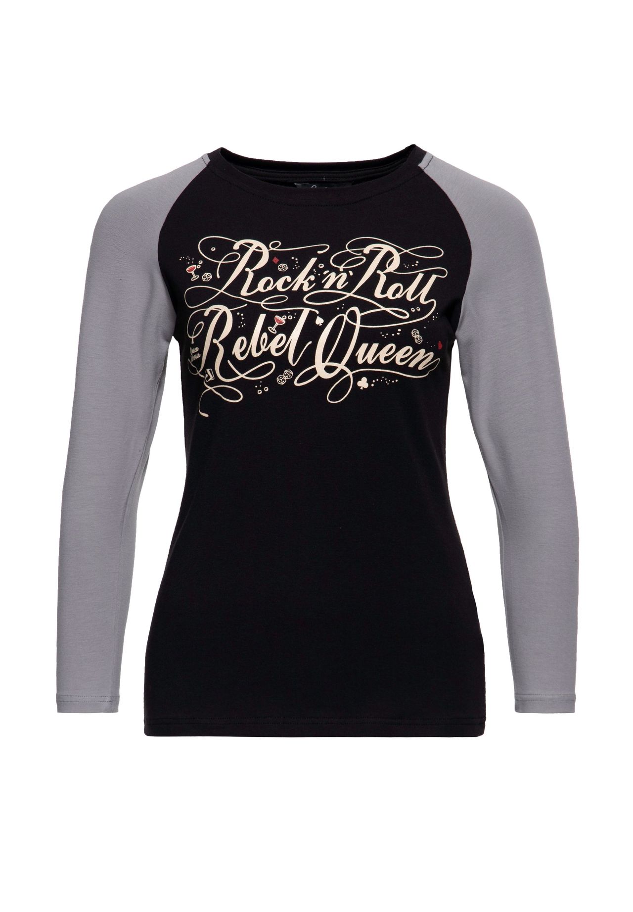 

Рубашка с длинными рукавами и рукавами реглан 3/4 Rock'n'roll Rebel Queen QUEEN KEROSIN, черный
