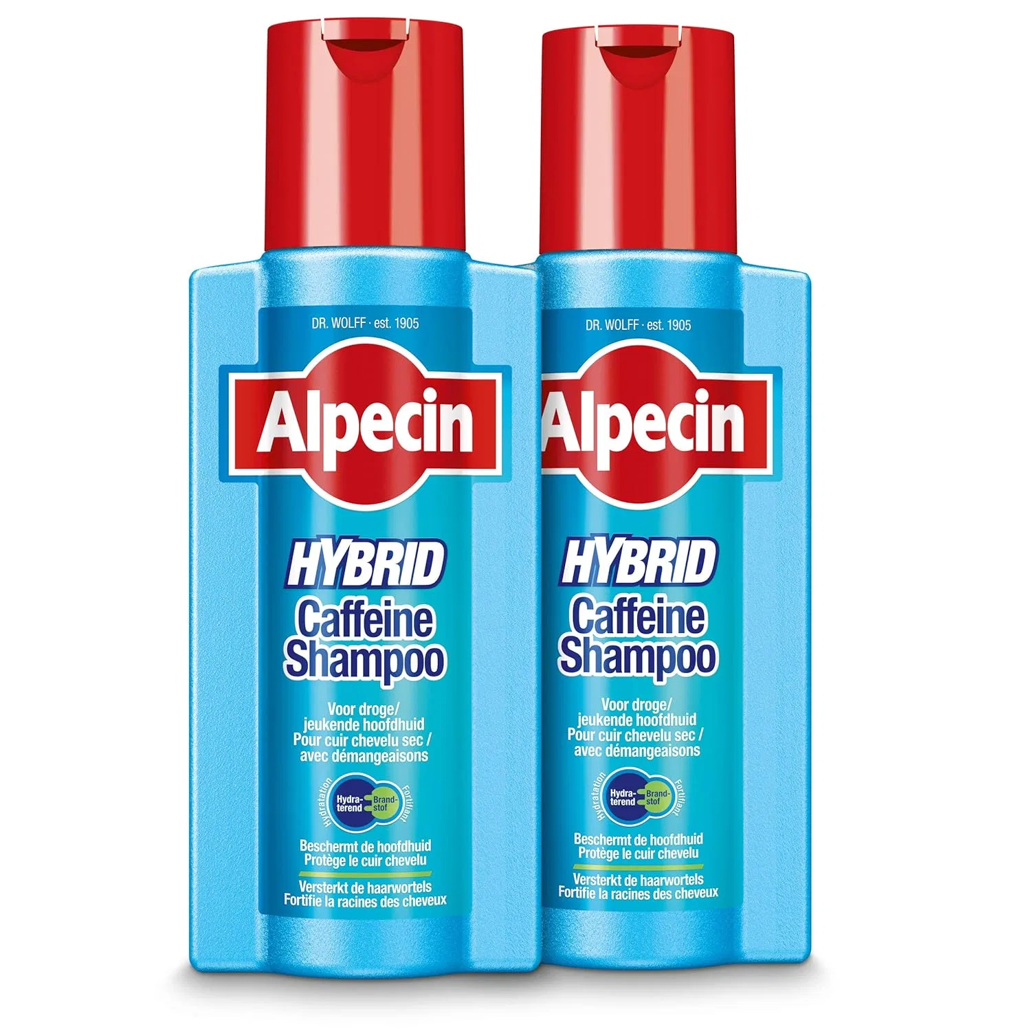 Гибридный кофеиновый шампунь Alpecin Hybrid Caffeine Shampoo, 2 x 250 мл Alpecin