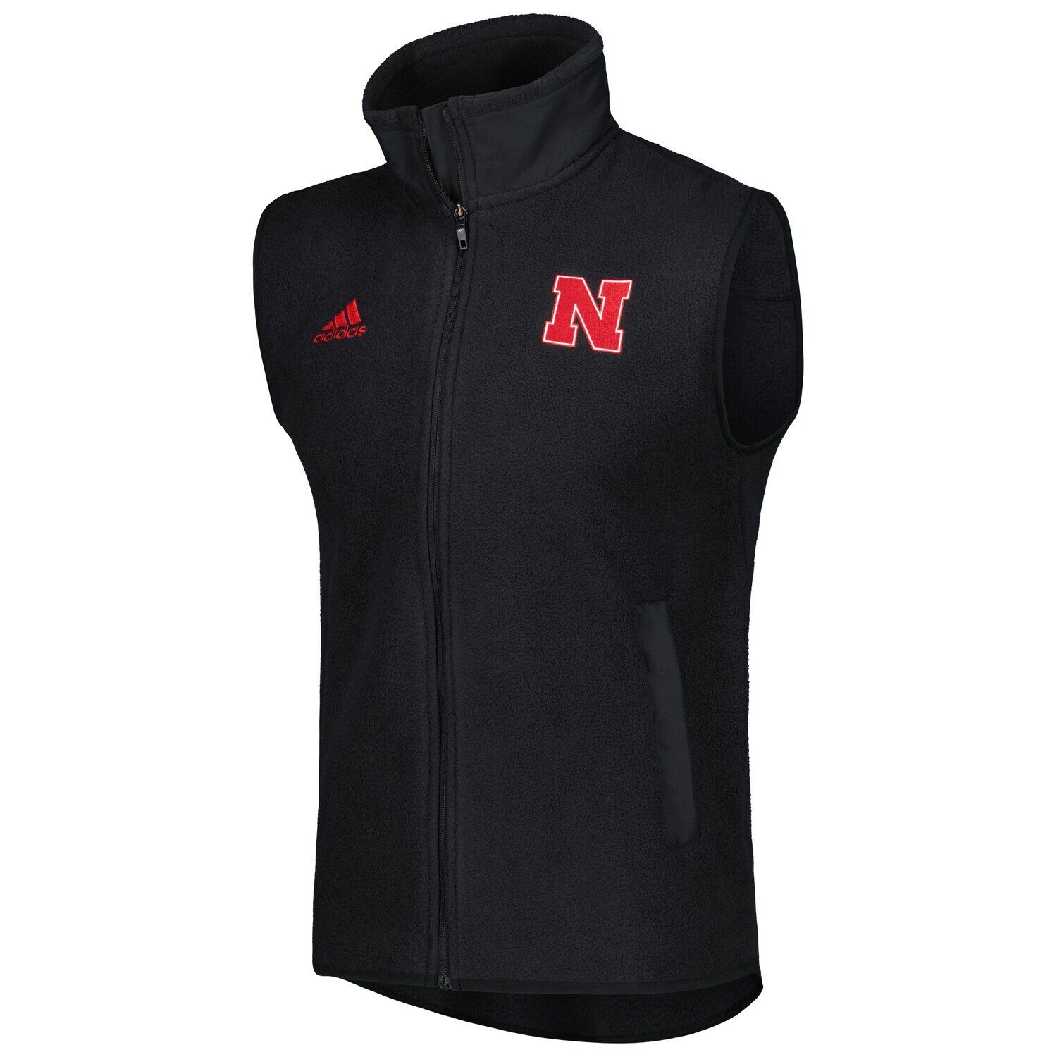 Мужской черный жилет с молнией во всю длину Nebraska Huskers adidas — фото 2