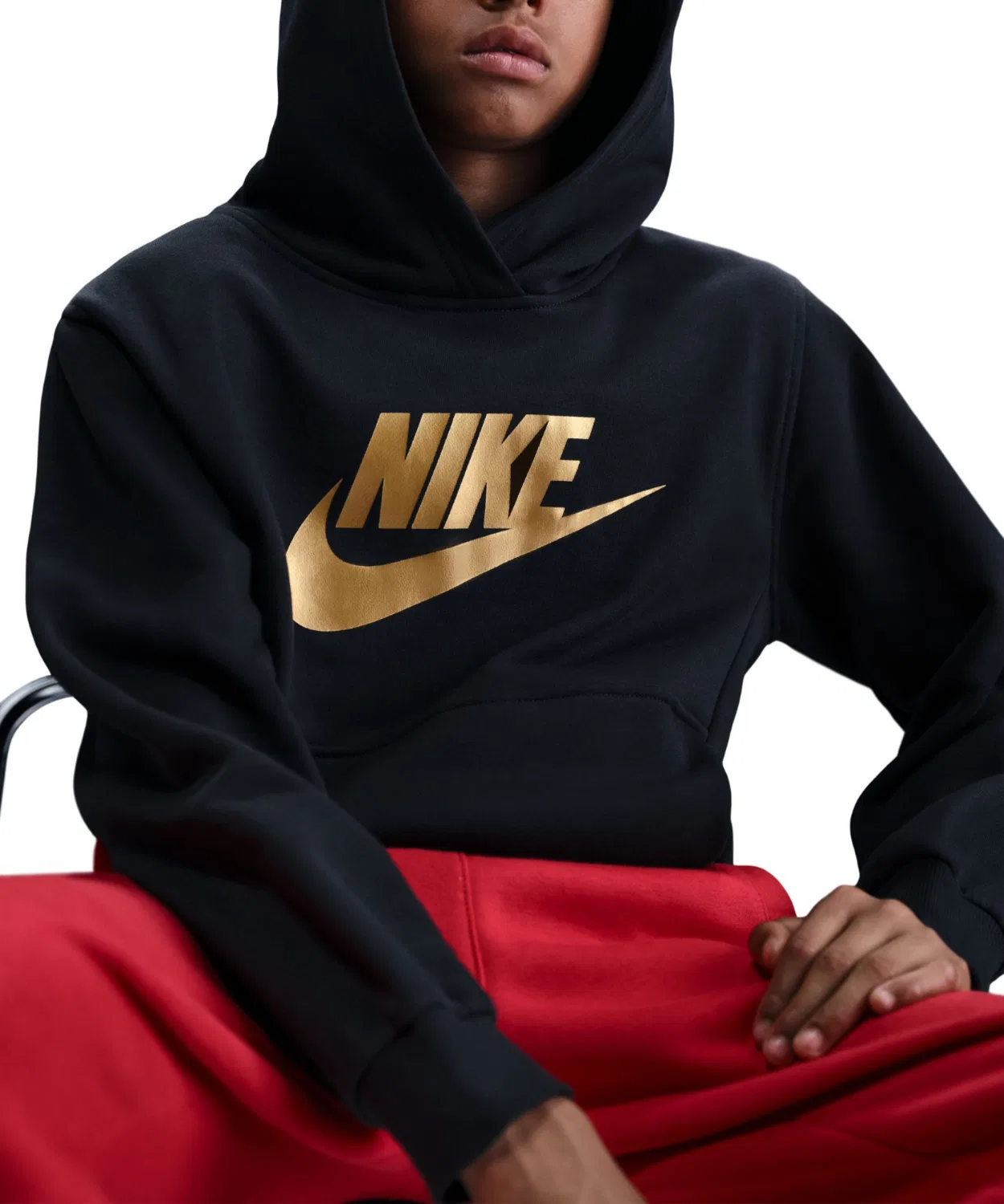 Детская толстовка Nike Club Fleece Hoodie с капюшоном, чёрная