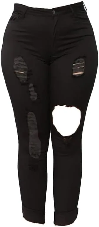 

Andongnywell женские рваные джинсы plus size в цвете destroy blue