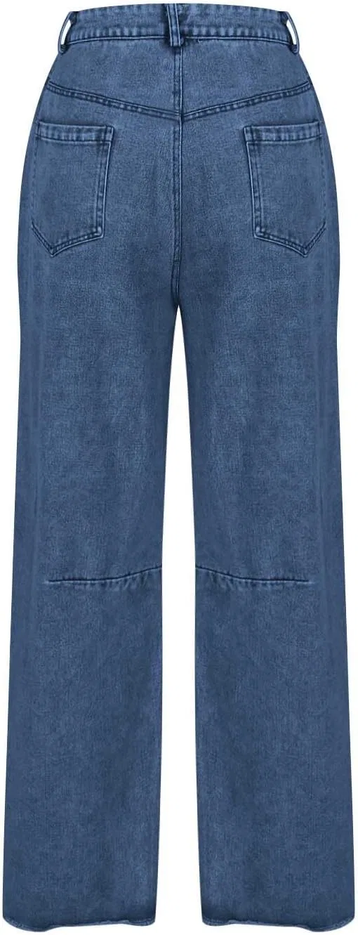Джинсы свободные, Wide Leg, Denim Pants, синие — фото 4