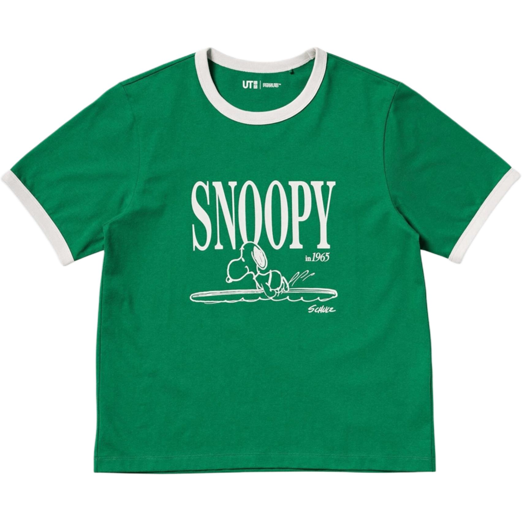 

UNIQLO Футболка PEANUTS Collaboration SS25 женская зеленая, Зеленый, UNIQLO Футболка PEANUTS Collaboration SS25 женская зеленая