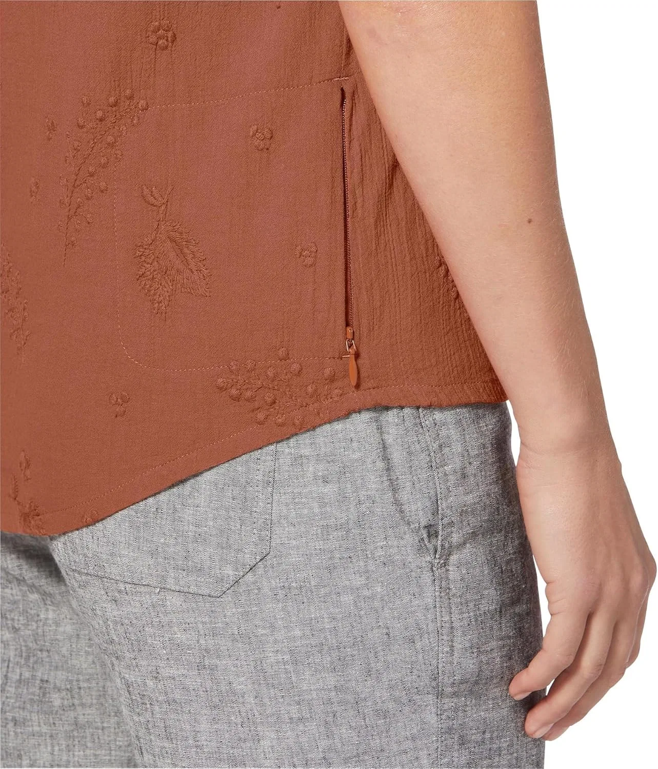 Блуза с цветочной вышивкой Royal Robbins, Oasis Shortsleeve, Baked Clay — фото 3