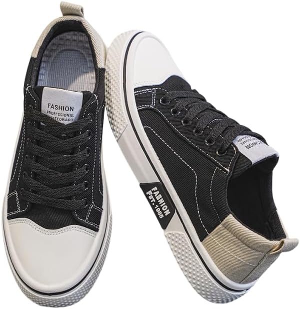 

Мужские дышащие кроссовки из холста, повседневные низкие, подходят для улицы или вождения, всесезонные шнуровки для скейтборда Hhhchpm, черный