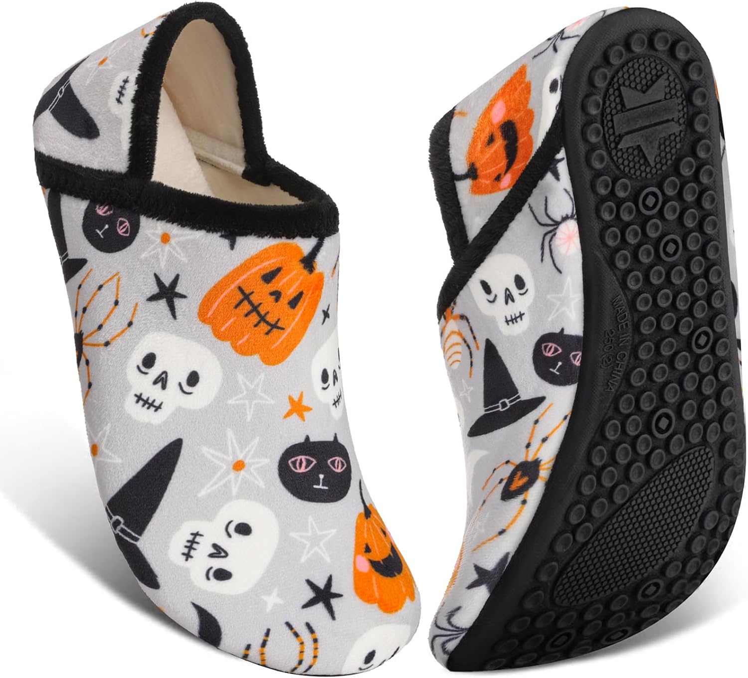 

Домашние тапочки ATHMILE для женщин и мужчин, для носки, в виде носков, пушистые, с удобной подошвой, уютные, для дома, спальни, путешествий и йоги, Halloween Ghost