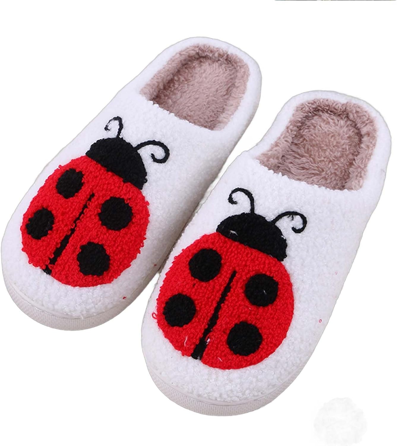 

Домашние тапочки для женщин и мужчин с милыми мультяшными животными, мягкие пушистые тапочки, теплые зимние тапочки для дома, нескользящие, уютные тапочки для спальни, для использования как внутри дома, так и на улице Wuyistar, Ladybird