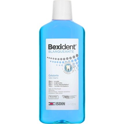 

Bexident Whitening Color Ежедневное использование Ополаскиватель для рта Отбеливающий реминерализирующий антиналет тройного действия 500 мл, Isdin