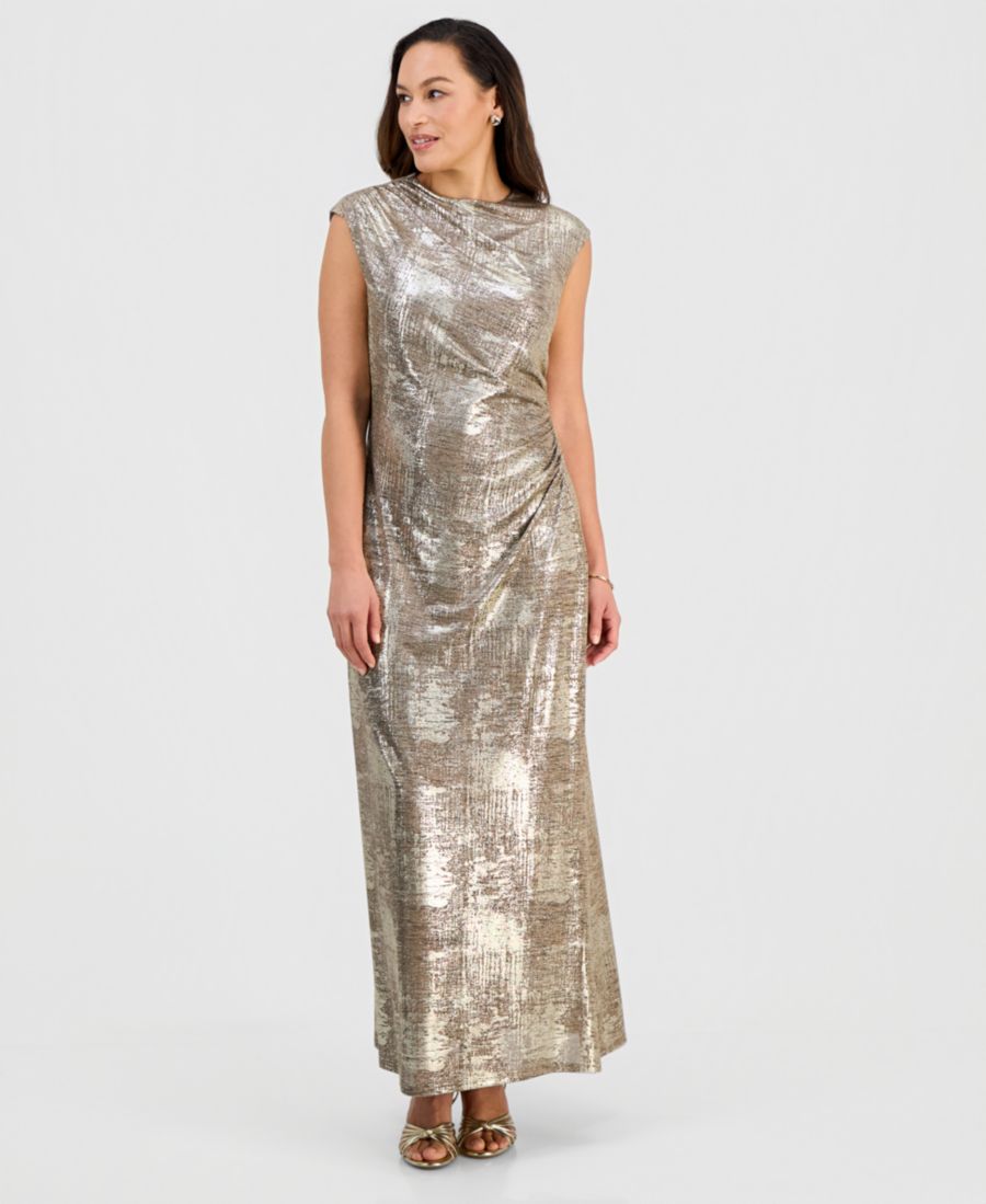 

Платье-футляр с короткими рукавами и металлическим принтом, миниатюрное Connected, Flx