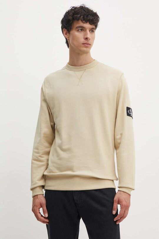 

Хлопковая толстовка Calvin Klein Jeans, бежевый
