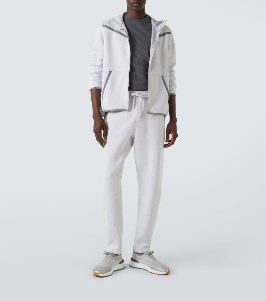 Хлопковые джерси спортивные штаны Brunello Cucinelli, Perla/Grigio — фото 2
