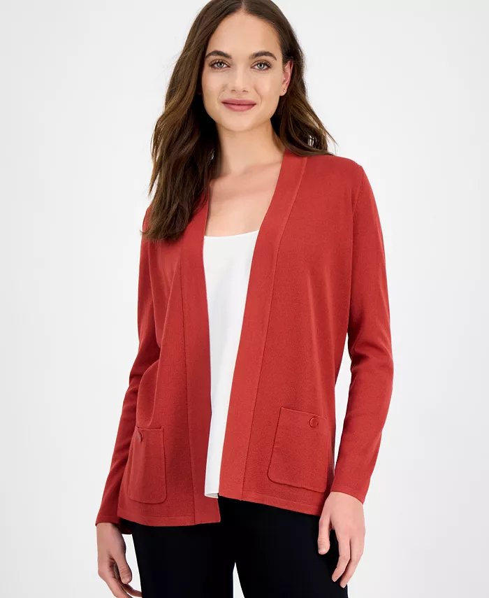 

Женский кардиган Malibu Fine Rib с открытой передней частью Anne Klein, красный