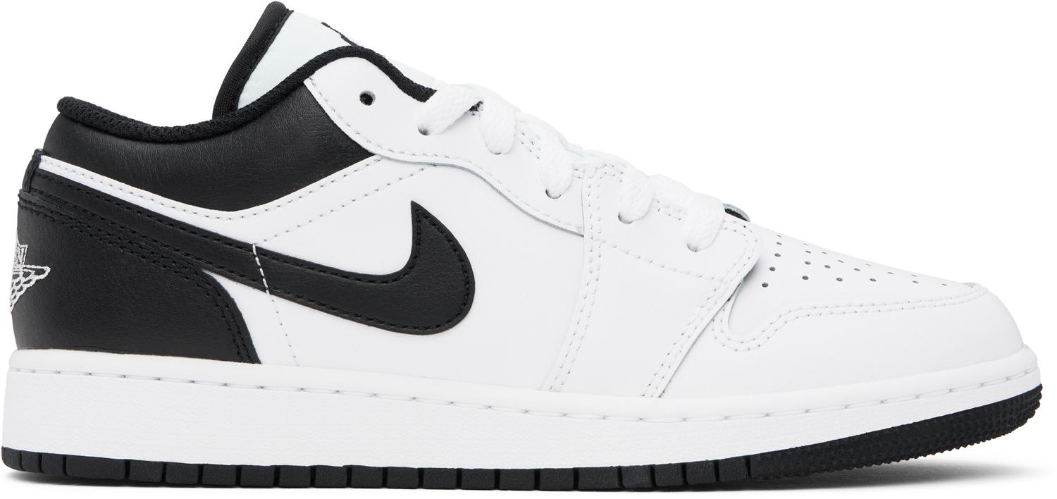 

Большие детские белые и черные кроссовки Air Jordan 1 Low Nike Jordan, белый/белый/черный