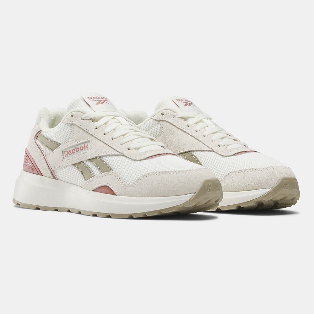 

Женские кожаные туфли Reebok GL1100, цвет White Pink Gray