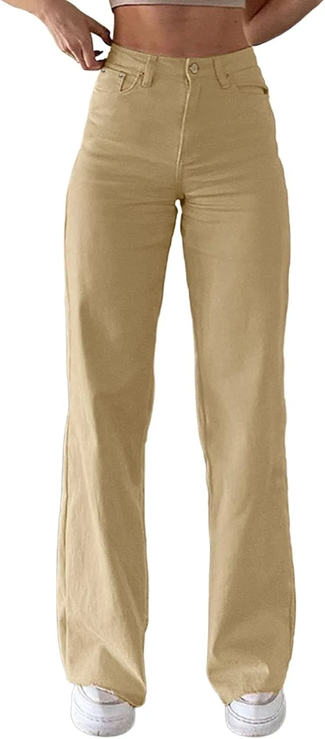 

Женские джинсы Stretchy Baggy Straight Leg Casual Denim Pants High Waisted