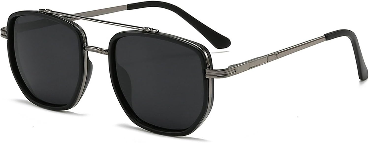 

Ретро-солнцезащитные очки-пилот с двойной перемычкой для женщин, модные поляризованные солнцезащитные очки, трендовые коричневые квадратные солнцезащитные очки для мужчин mincl, Gray Blue