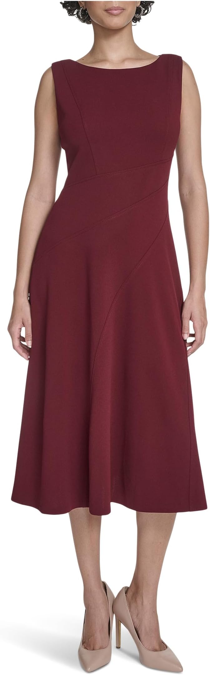 

Женское платье миди без рукавов с детальным швом Calvin Klein, Rosewood