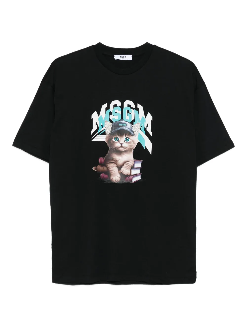 

Футболка из хлопка с изображением котенка MSGM Kids, черный