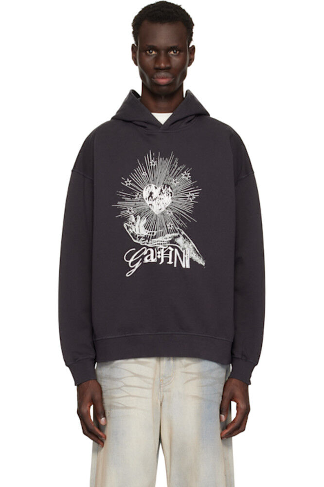 

Черная толстовка Isoli Heart Oversize GANNI