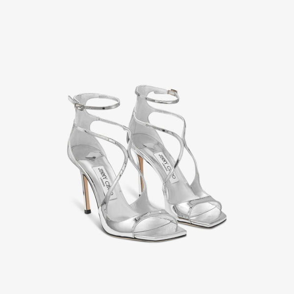 Кожаные босоножки на каблуке Azia 95 Jimmy Choo, серебряный — фото 3