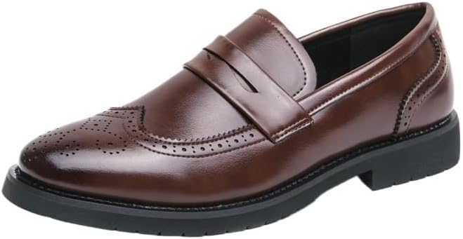 

Мужские классические кожаные лоферы Zestrelax, деловые мокасины, без шнурков, повседневные, удобные, для вечеринок и свадеб, коричневый