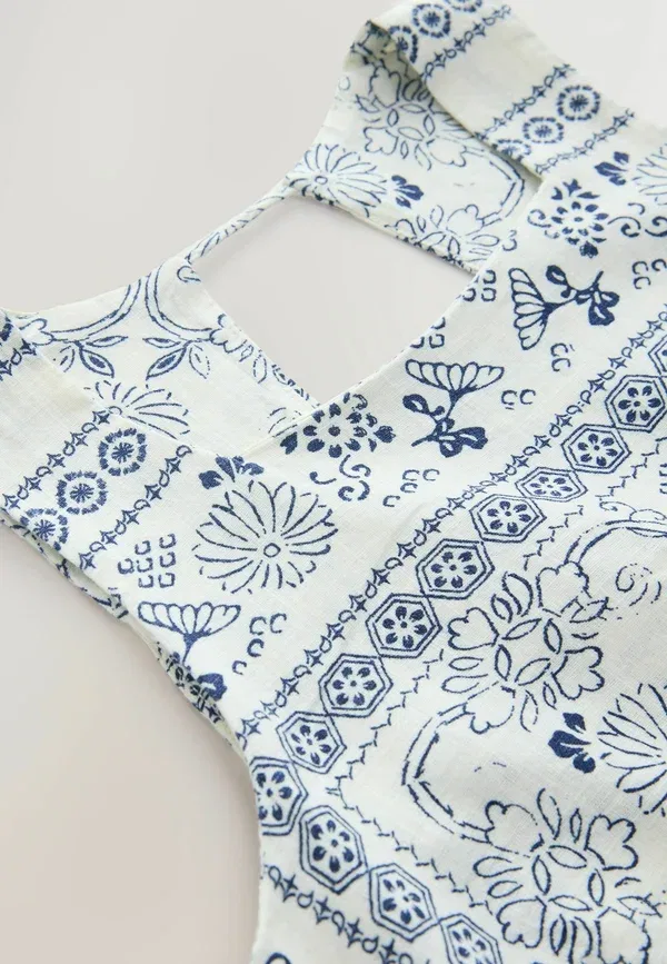 Платье повседневное Next, white blue tile print, бело-голубой в клетку — фото 2