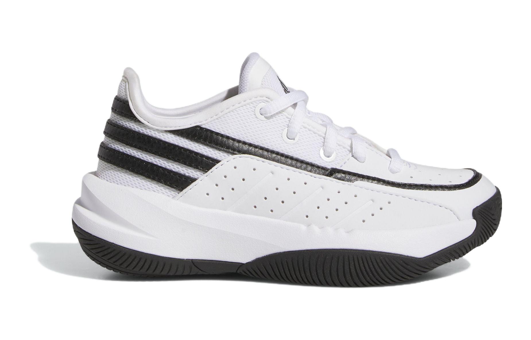 Adidas Front Court амортизация износостойкие низкие детские баскетбольные кроссовки белый черный Kids — фото 3