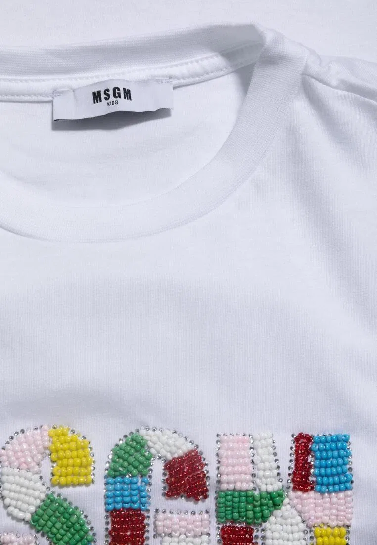Футболка, хлопок, для детей Msgm, белый — фото 3