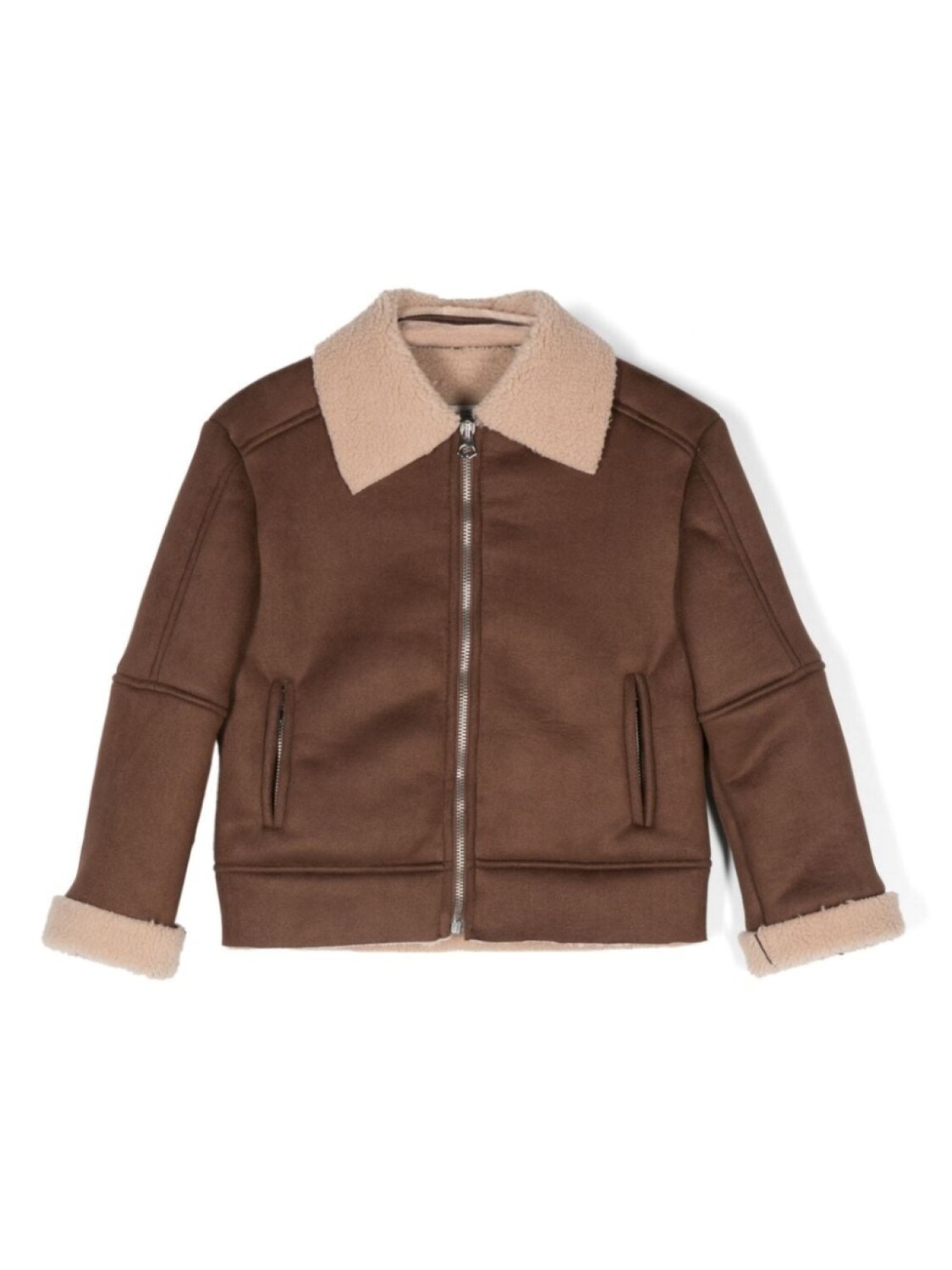

Paolo Pecora Kids куртка с оторочкой из шерпы, коричневый
