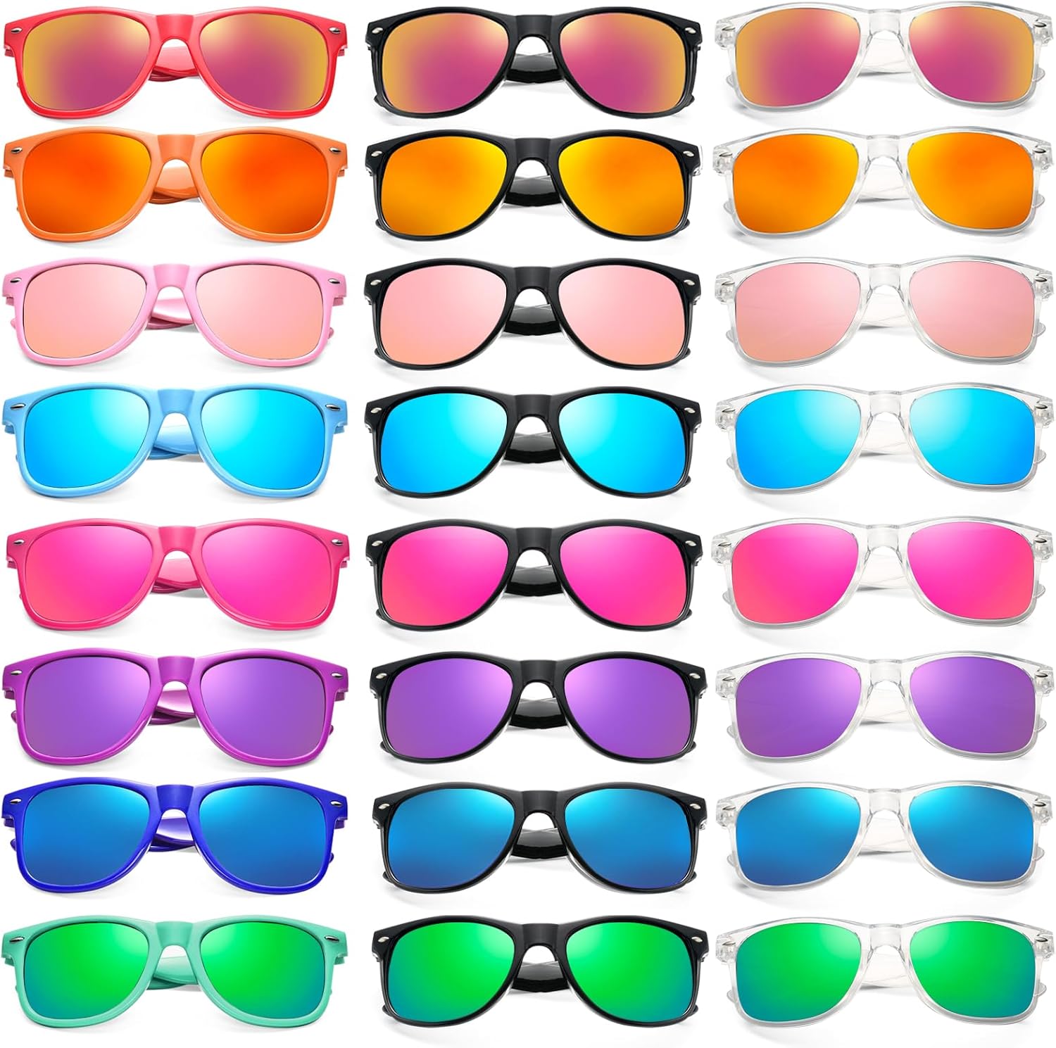 

Оптовая продажа солнцезащитных очков в стиле ретро неоновых цветов, ретро/неоновые, для вечеринок, унисекс, для взрослых и подростков, защита UV400 Geopty, 24 Mix Frame/Neon Mirrored