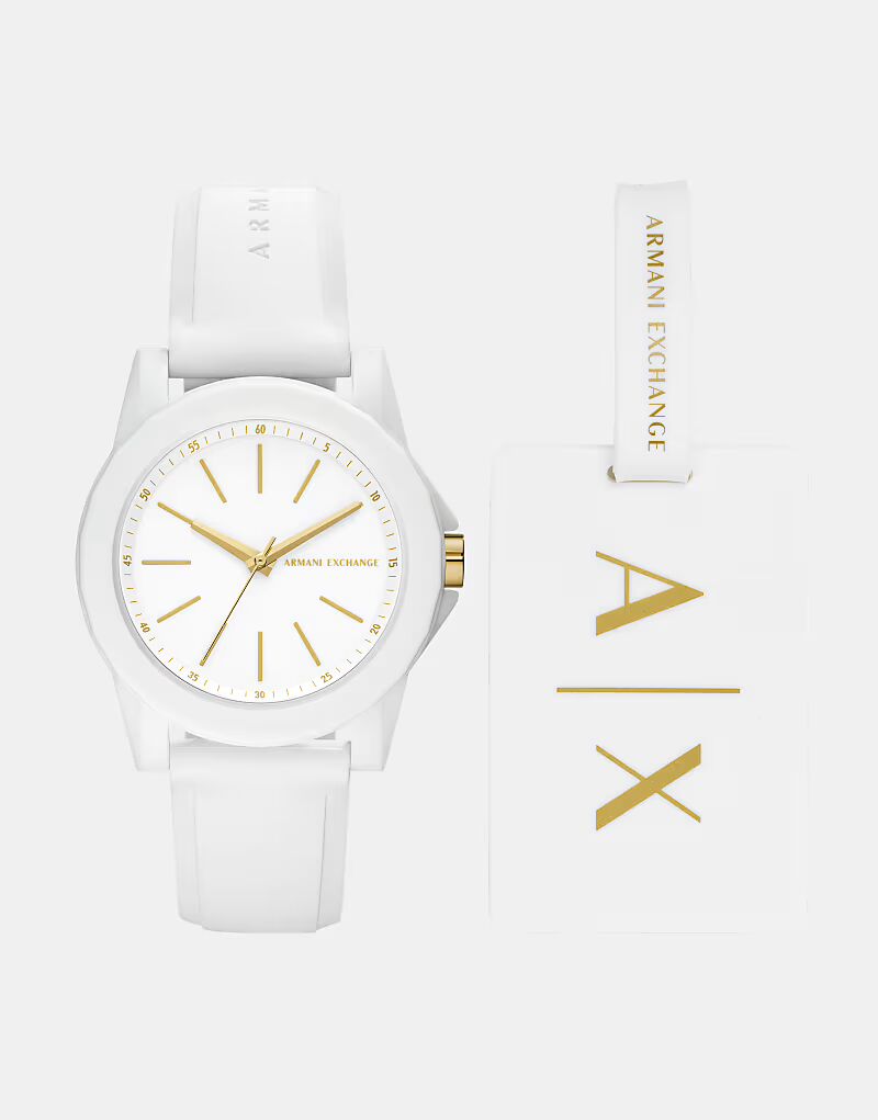

Подарочный набор из женских часов Ladybanks и багажной бирки AX7126 Armani Exchange, белый