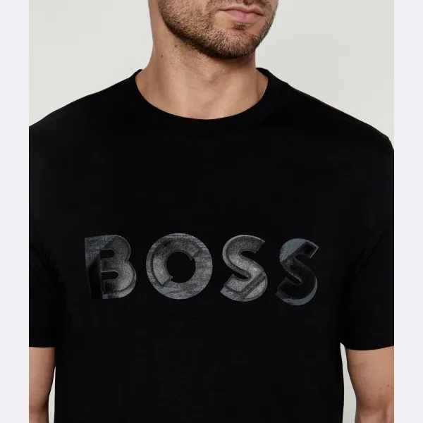 Футболка свободного кроя с зубцами Boss, черный — фото 4