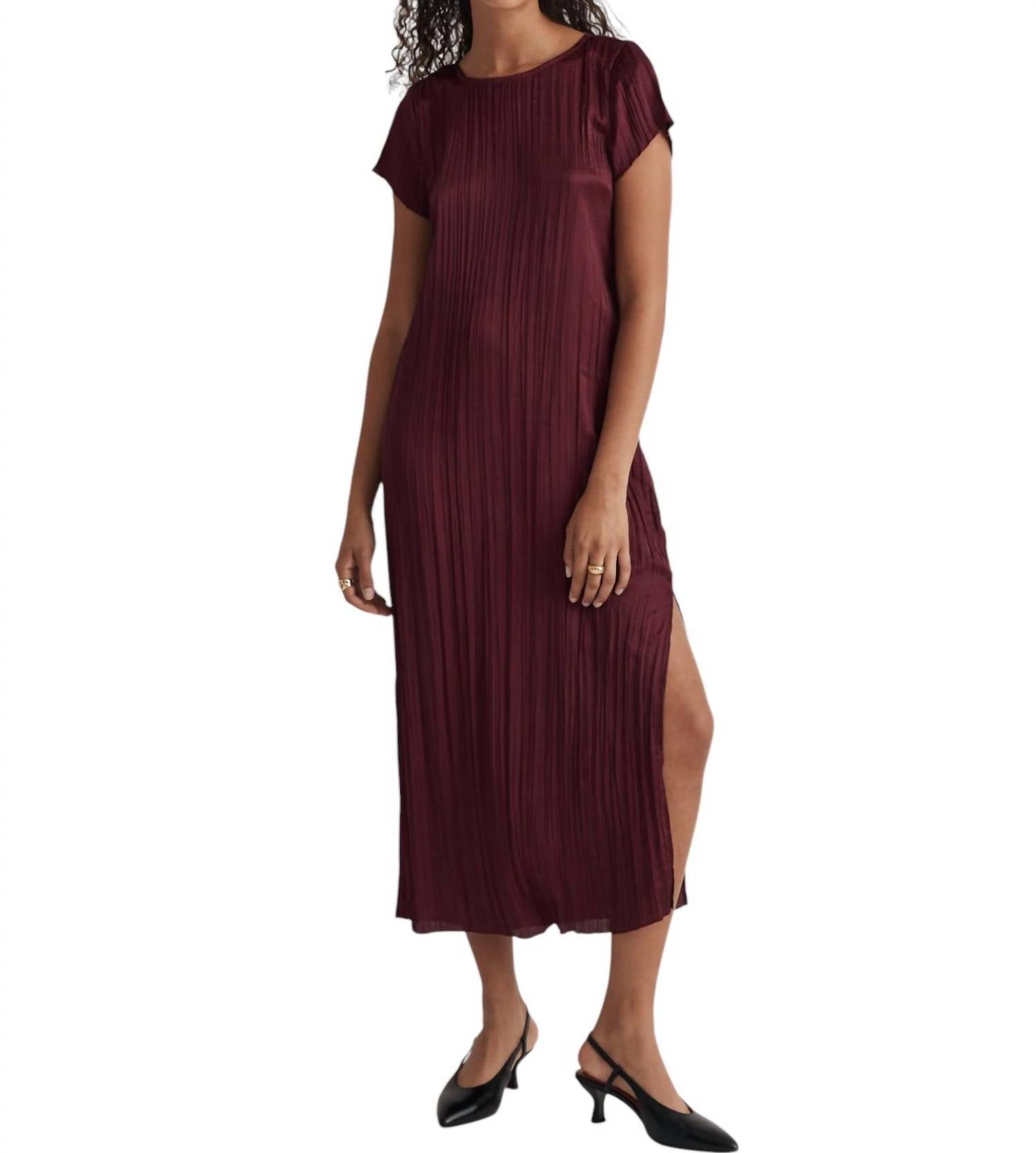 

Платье-комбинация миди с короткими рукавами цвета Mulberry Wine Madewell