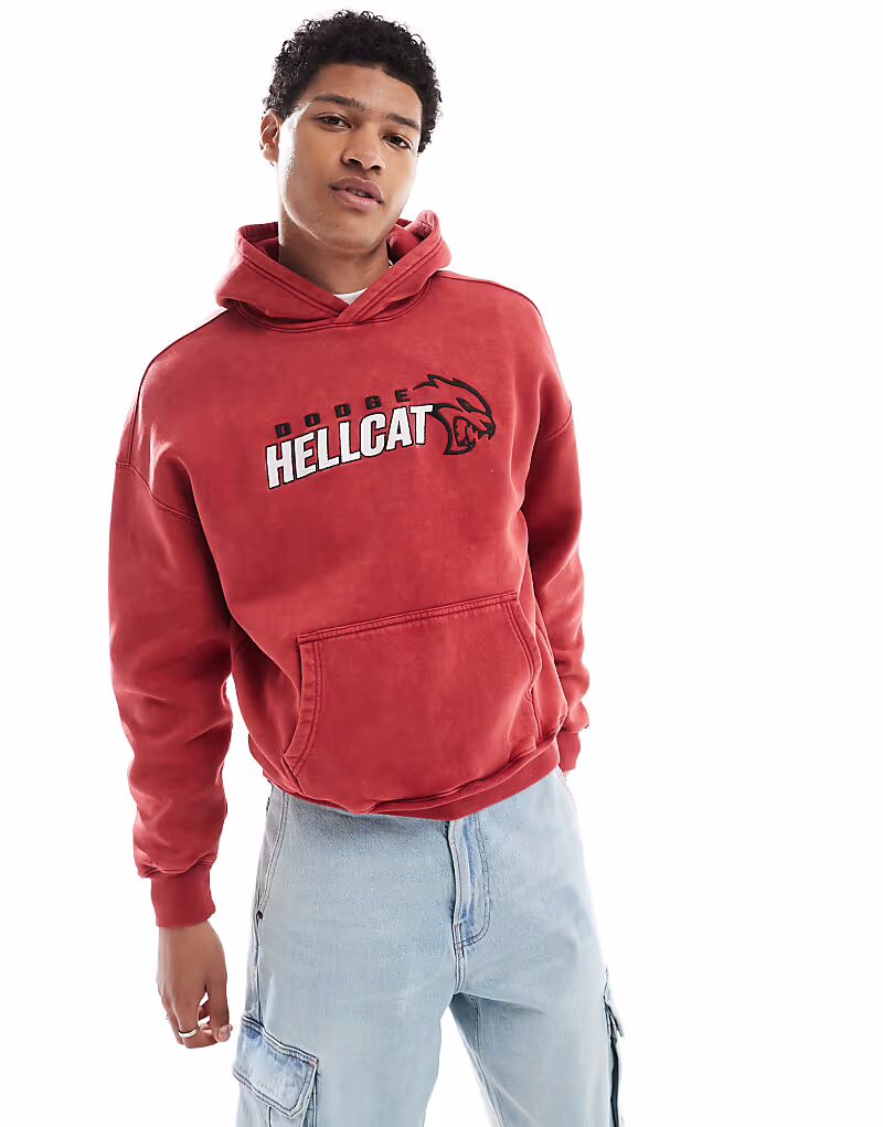 

Толстовка с капюшоном Hollister boxy race day doodge в бордовом цвете
