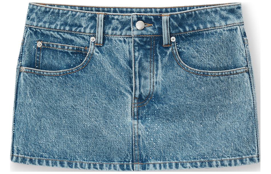 

Кристально украшенная джинсовая мини-юбка Alexander Wang, синяя