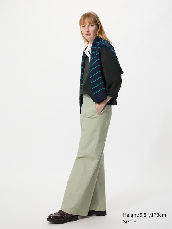 

Утилитарные брюки из хлопковой парусины (удлиненные) Uniqlo, 52 green