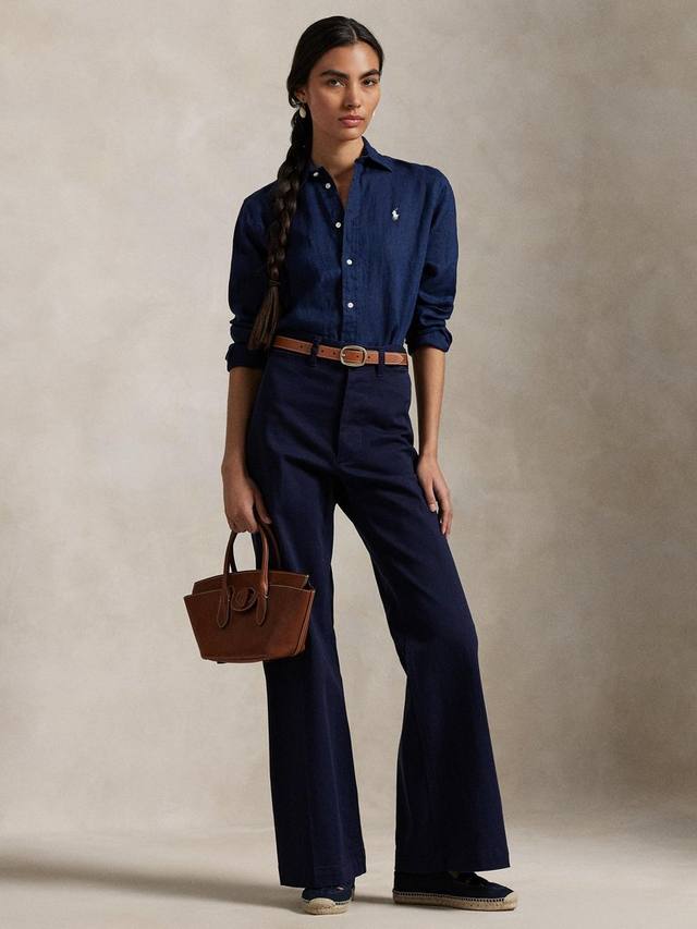 

Классическая рубашка из чистого льна с логотипом Ralph Lauren, темно-синий