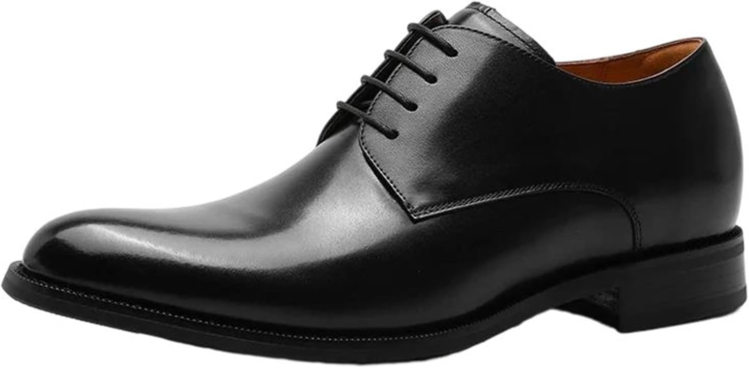 

Мужские классические туфли с простым носком, полусезонные, деловые, из кожи, на шнуровке, удобные, для официальной работы, повседневный стиль Generic, черный