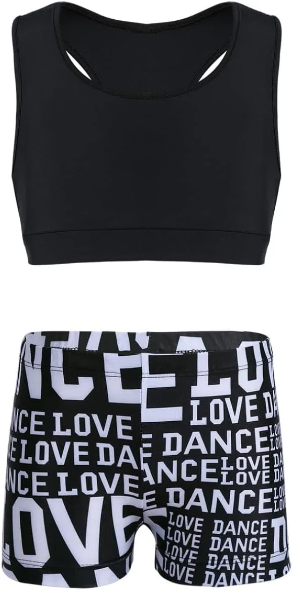 Детский спортивный комплект YOOJOO, топ и шорты, Black